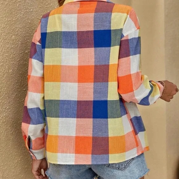 Colorful Plaid Women's Shirt - Picture 2 of 2